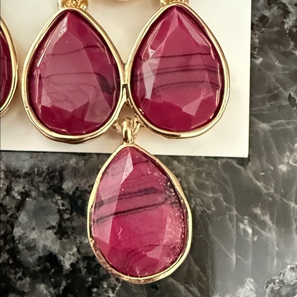Style & Co. Gold and Red Teardrop Earrings - Picture 3 of 6